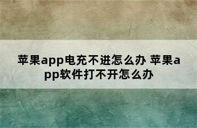 苹果app电充不进怎么办 苹果app软件打不开怎么办